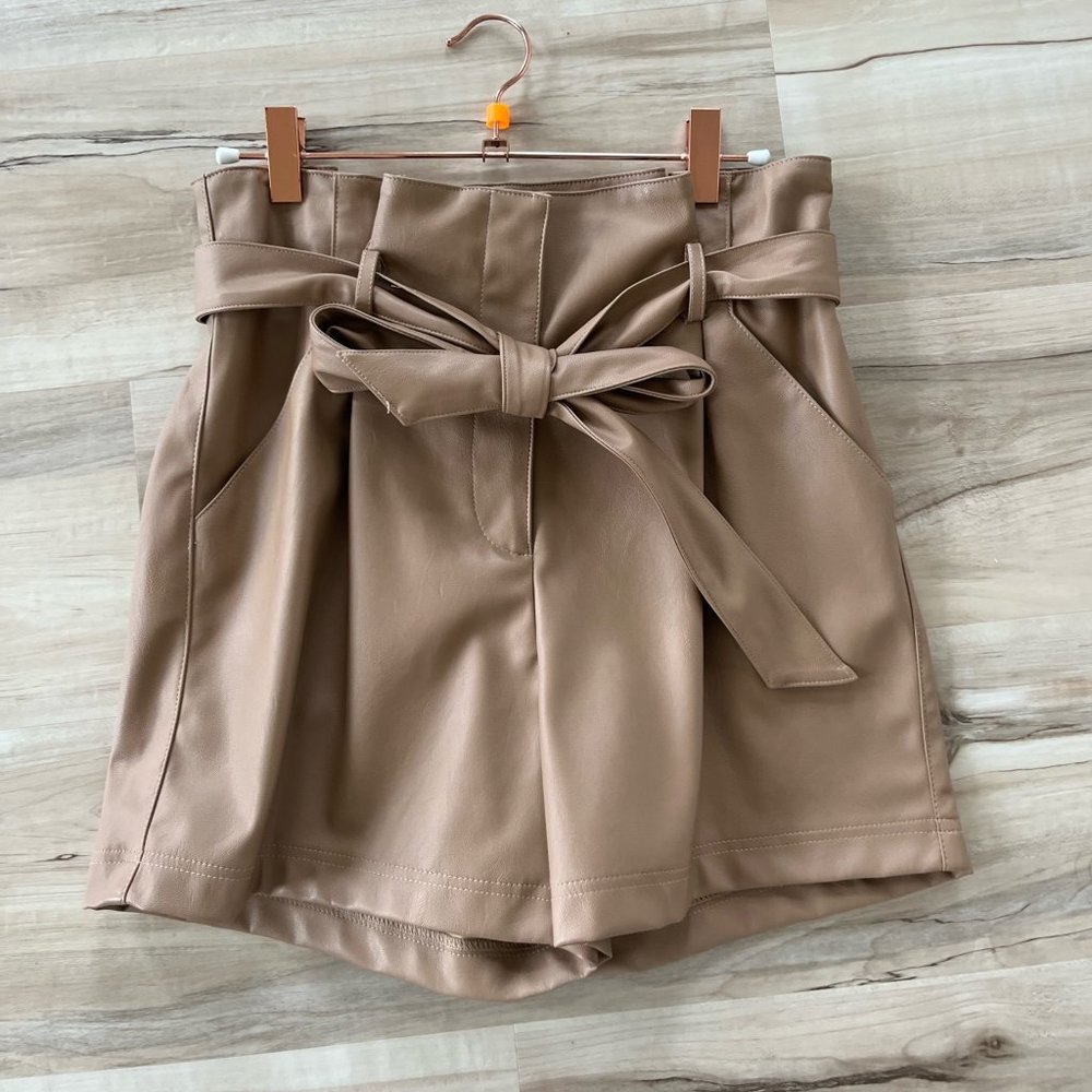 Bunched Leather Shorts
